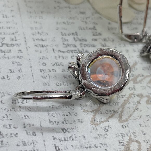 Silver plate Iridescent Dragonfly Wire Opal Earrings Fall Gift Mom Birthday Wife - Picture 11 of 16